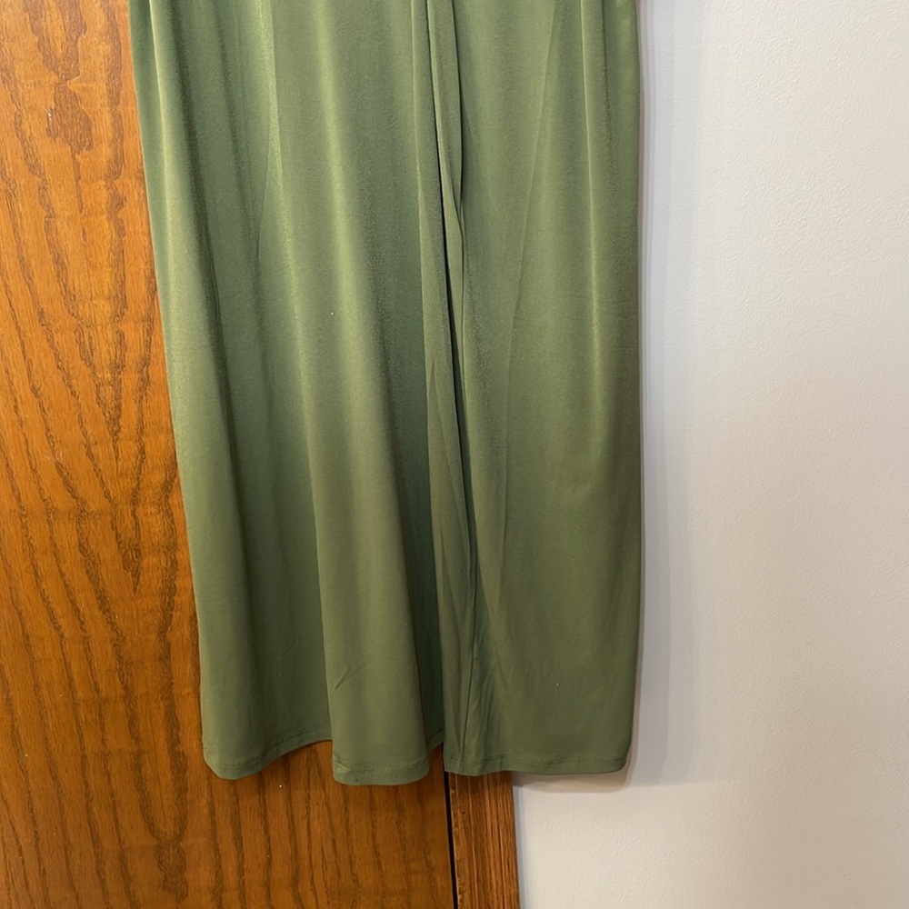 LANE BRYANT UEC Size 18/20 V-Neck Pleat-Front Jersey Midi Dress Green - Picture 6 of 13